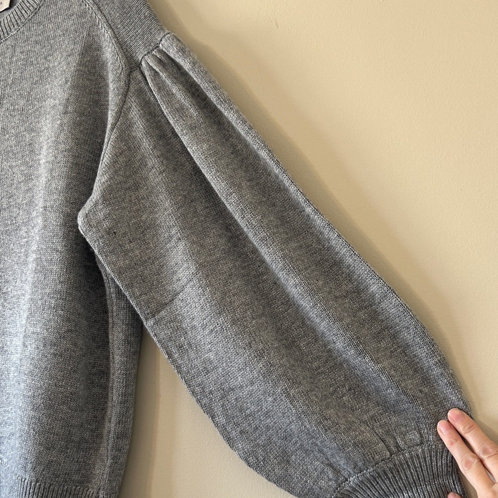 New Martha Stewart Wool Cashmere Large Sweater Bishop Ballon Sleeve Heather Gray - Picture 4 of 11